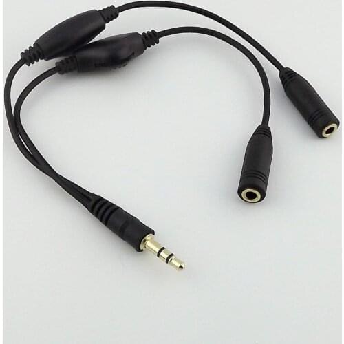 10pcs 3.5mm Headphone Stereo Audio 1M/2F Splitter Cable With Separate Volume Controls 22cm