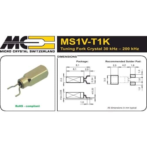 10pcs/DIP Passive crystal oscillator 32.768KHZ 32.768K MS1V-T1K Clock crystal
