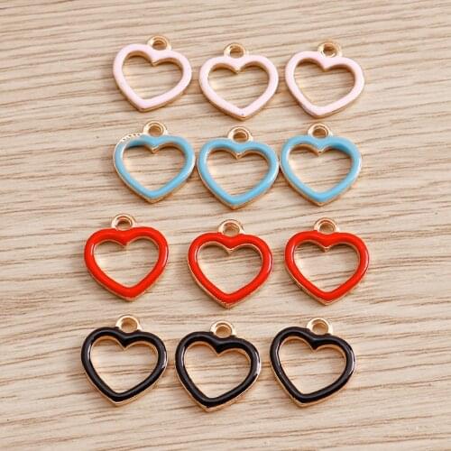 10pcs/lot 11*13mm Enamel Love Hearts Charms for Jewelry Crafting Romantic 4 Color Handmade DIY Charms Bracelets Pendants Making