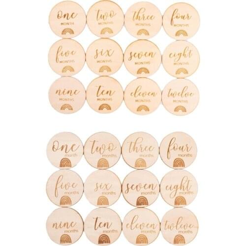 12 baby milestone rainbow cards wooden commemorative card for the growth of newborn babies