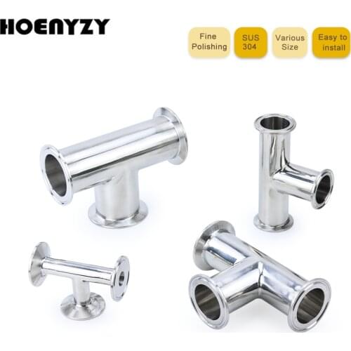 19/25/32/38/45/51/63mm Pipe OD 2" 1.5" Stainless Steel 304 3 Way Tee Sanitary Fitting Tri Clamp Feerule OD 50.5/64mm Home brew