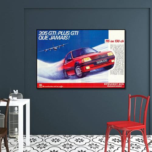 205 GTI Red Racing Car Poster Painting Canvas Print Home Decor Wall Art Picture For Living Room Frameless