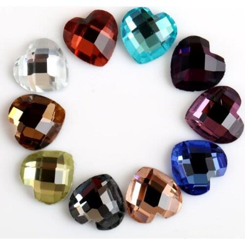 300pcs 6-16mm Heart Shape Rhinestones Flatback Stones for Clothes Dress Decorations DIY Jewelry Finding