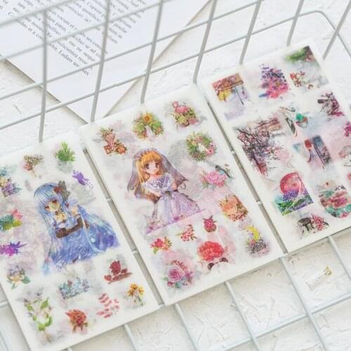 6PCS New Cute Ancient Girl Series Children Stationery For DIY Albums Scrapbooking Diary Decoration Cartoon Depicting Stickers