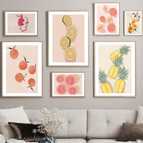 Abstract Fruit Wall Art Canvas Painting Lemon Peach Pineapple Pawpaw Nordic Posters And Prints Decor Pictures For Living Room