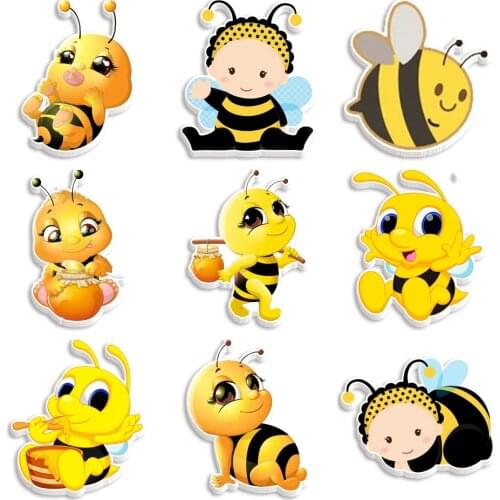 Acrylic printed cute bee pattern Planar resin DIY Craft For Home Decoration Accessories 10pcs/30pcs