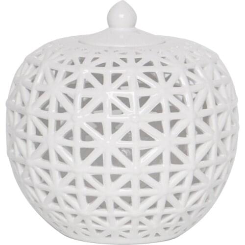 European White Hollow Ceramic General Jar Ornaments Creative Arts and Crafts Living Room Home Decoration Accessories Modern New