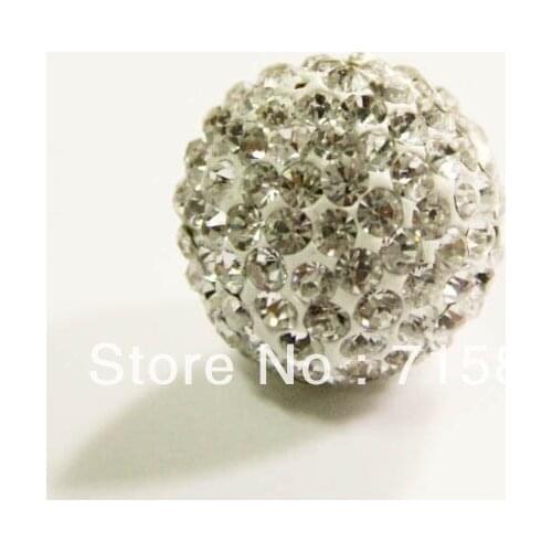Free Shipping 10pcs/lot 20MM CZ Crystal Beads spacer beads For Pave Disco Balls Fit Made Bracelets White Color