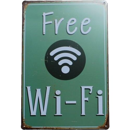 Free Wi fi Tin Signs Metal Plate Garage Wall Bar Home Shop Art Decor Vintage Iron Painting Cuadros A-90010b
