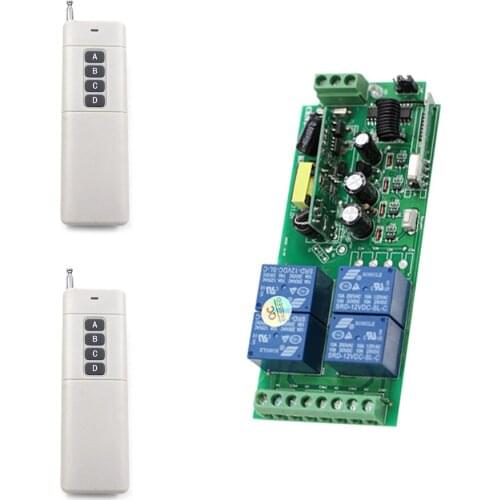 Long Distance 1000m AC85V 110V 220V 230V 250V 4CH RF Wireless Remote Control Switch 2*Transmitters & Receiver Wide Voltage New