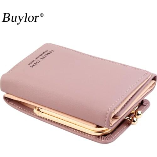 Buylor Women Wallets Multifunctional Coin Purse Vertical Plain Tri-fold Card Holder PU Leather Female Short Purses