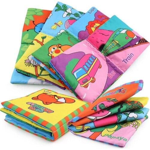 Baby Cloth Book Cartoon Animal Rattles Toys Newborn Stroller Hanging Toy Bebe Early Learning Educational Toys Fabric Cloth Books