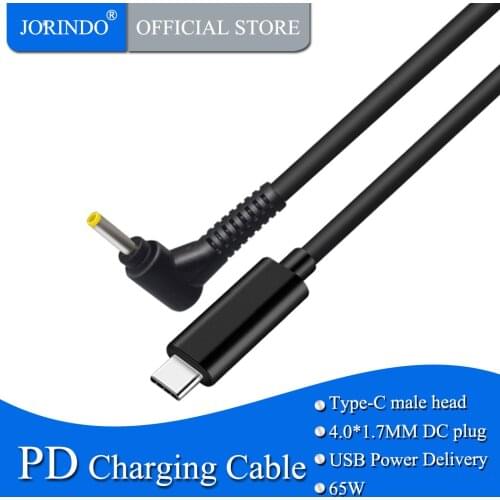 JORINDO 1.5M/4.9FT USB-C male head to DC 4.0*1.7MM plug notebook PD fast Charging cable,type-C to 4017 Emulator 20V 3.25A 65W