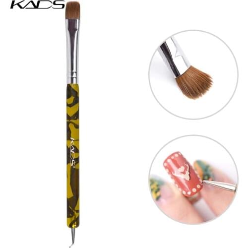 KADS Kolinsky Sable Brush 2 Way Acrylic Professional French Manicure Clean-up Brush Nail Art Brush with Bend Nail Dotting Pen