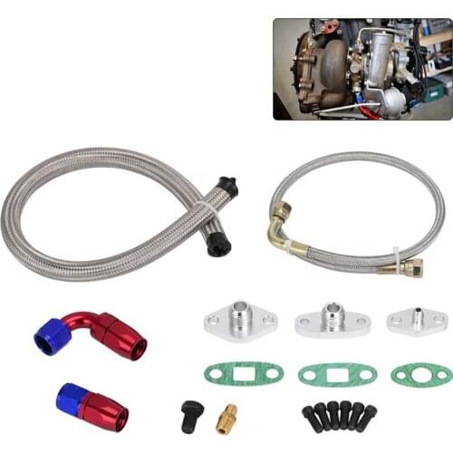 Oil Feed Line Drain Fitting Flange Kit for Toyota Supra 1JZGTE 2JZGTE 1JZ/2JZ Single Turbo WLR-TOL22