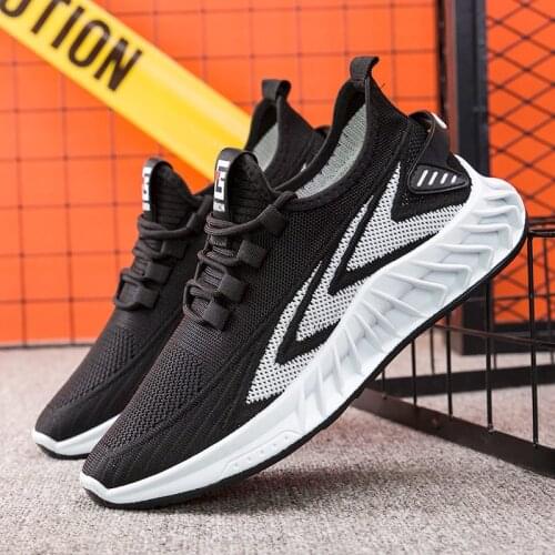 Mens casual shoes flying woven breathable tide shoes student lace casual shoes summer mens shoes 2021 spring new style