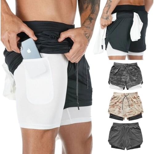 Mens Running Shorts Mens 2 In 1 Sports Shorts Male Double-deck Quick Drying Sports Men Shorts Jogging Gym Shorts Men