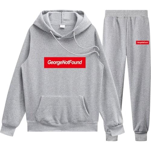 GeorgeNotFound printed mens and womens hoodie 2-piece sweatshirt + pants mens and womens autumn and winter sports suit