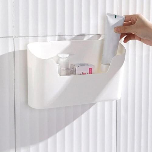 High Quality Bathroom Kitchen No Drill Traceless Wall-mounted Shelf Rack Holder Adhesive Bathroom Storage Box Accessory Tool