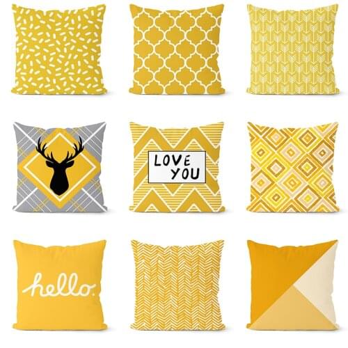 Nordic Yellow Deer Throw Pillow Case Geometric Cushion Covers for Home Sofa Chair Decorative Pillowcases