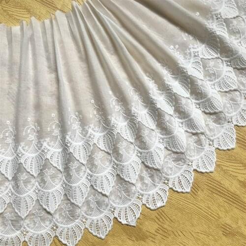 New Free Shipping Off-White cotton Cloth Embroidered Lace Trim DIY Lace Fabric Clothes Accessories 18cm/36cm 5Yds/lot