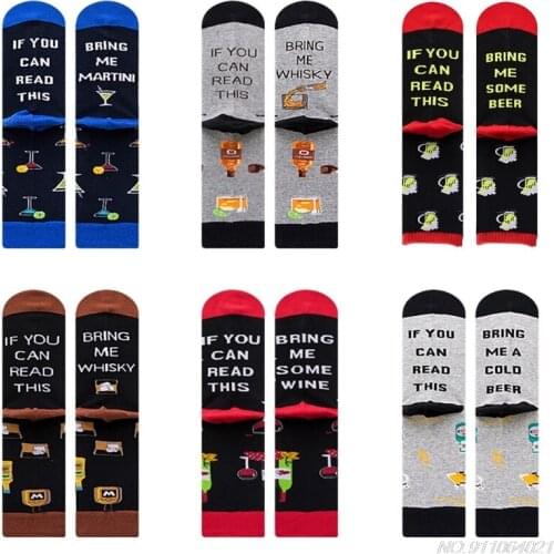 Novelty Contrast Color Crew Socks If You Can Read This Funny Saying Bring Me Beer Wine Whisky Martini Letters Hosiery wholesales