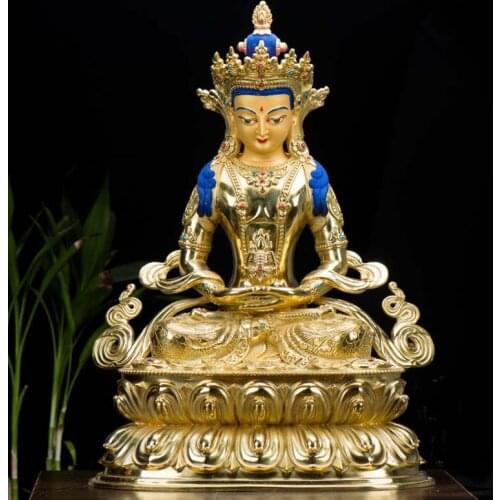 HUGE 48CM large High-grade Buddha statue Tibetan Buddhism Nepal Gilding Amitayus RU LAI Buddha statue bless Safety Health luck