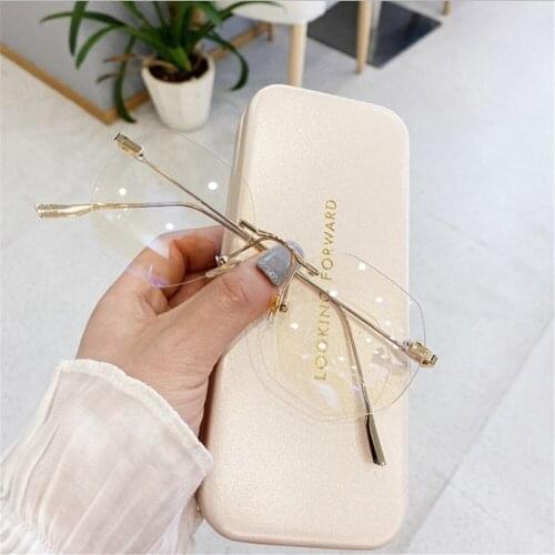 Irregular Blue Llight Blocking Rimless Glasses Frame Women Spectacle Myopia Transparent Glasses Men Eyeglasses Optical Frames