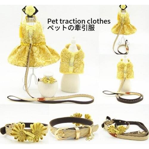Dog Collar Adjustable Pet Clothes Puppy Dog Harness Vest Collar Leash Pet Cute Puppy Cat Jacket Leash Clothes Harness