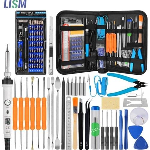 60W Soldering Iron with Screwdriver Set Tool Soldering Tweezers weld holders Multifunction Screwdriver Tool Set Welding Tools