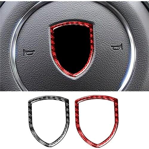 Fit For Porsche Macan 2014-2021 Real Carbon Fiber Interior Steering Wheel Logo Cover Decoration Trim Car Accessories
