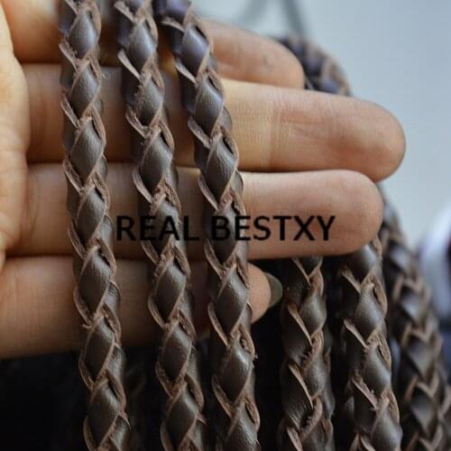 REAL BESTXY 5m/lot 6mm genuine leather cords for bracelets brown leather cords red straps black strips real leather jewelry