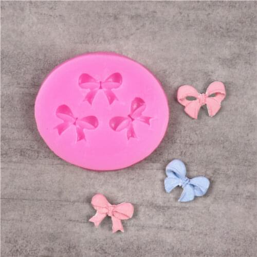 3-Hole Bowknot Fondant Silicone Mold for DIY Pastry Cupcake Dessert Lace Cake Decoration Kitchen Accessories Baking Tool