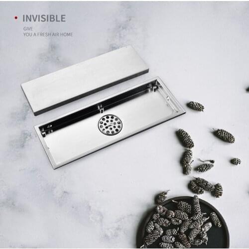 Free Shipping Brushed Floor Drain SUS304 Floor Conceal Drain Long Linear Drainage Channel Drain for Hotel Bathroom Kitchen Floor