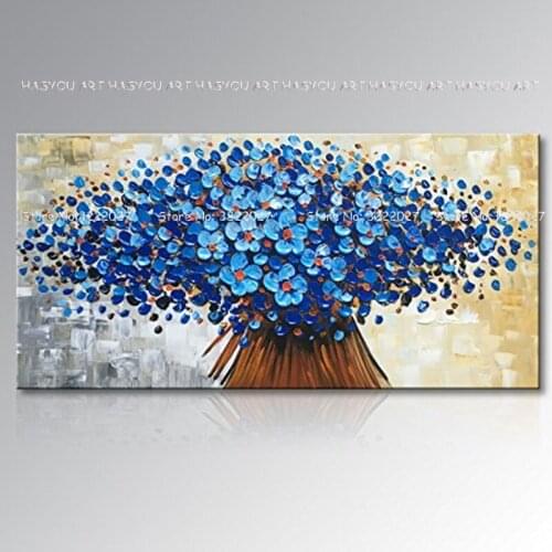 HASYOU Modern Flower Blue Blossoms Pictures Painting Canvas art Hand painted Canvas Oil Painting Home Decor For Living Room