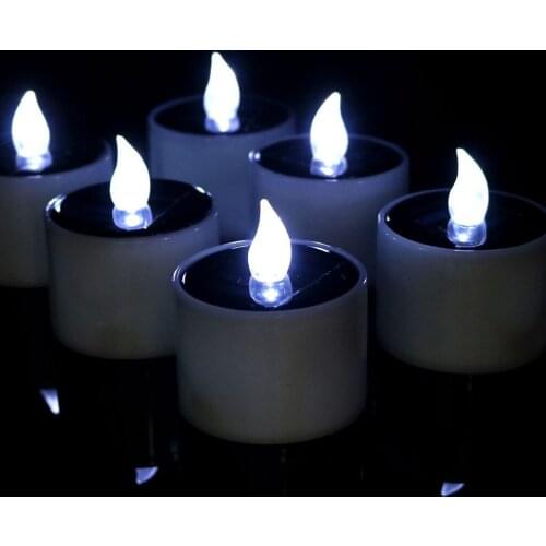 Baoblaze LED Electronic Solar Power Flashing Flameless Candles White Lamp Tea Light