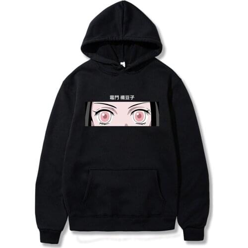 Anime Manga Demon Slayer Nezuko Eyes Print Pullover Hoodies Harajuku Hip Hop Sweatshirt Funny Streetwear Pullover Male Hoodies