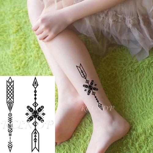 Waterproof Temporary Tattoo Sticker Arrow Cross Pattern Line Element Fake Tatto Flash Tatoo Arm Back Body Art for Men Women