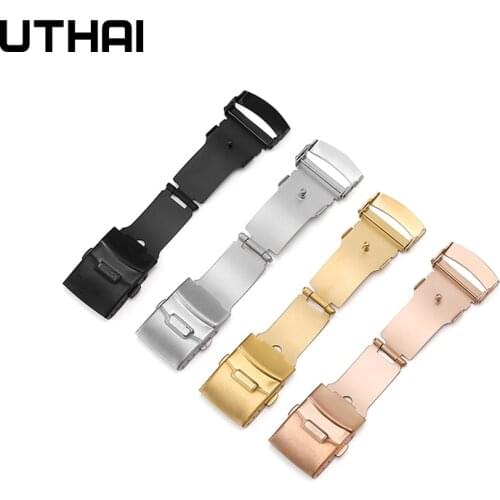 UTHAI T08 Buckle stainless steel double press safety clasp watch accessories steel strap connection universal folding buckle
