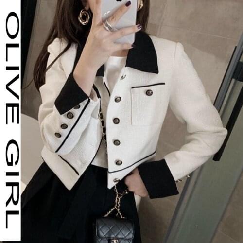 Women 2020 Autumn New Short Style Small Fragrance Jacket Color Matching Versatile Slim Little Suit Women Hong Kong Style Jacket