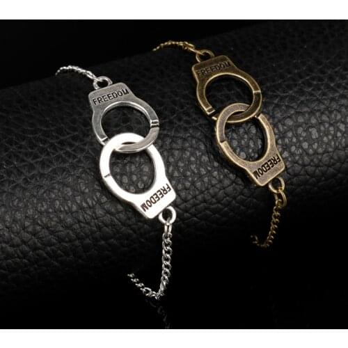 Dongsheng Women Accessory 50 Fifty Shades of Grey Handcuffs Bracelets Carved Letters Bracelet Link Chain Lobster clasp Wristband