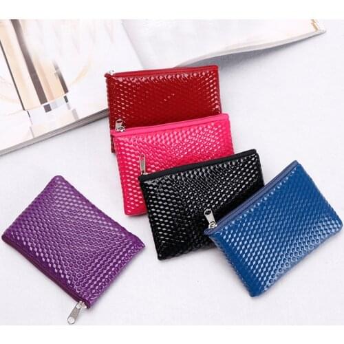 1PCS Mini Womens Purse Coin Holder Wallet Money Bags Leather Coin Key Card Wallet Zipper Change Case Purses Holder Small Pouch