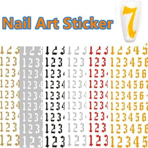 1Pc Creative Digital Letters Self-Adhesive 3D Nail Stickers Women Personalized Colorful Digital Number DIY Nail Decals