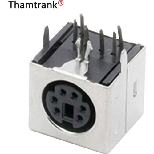 10PCS MDC/S Terminal Mini PS2 Power Socket MINI DIN 6PIN Metallic Housing Female Socket Bent needle Half-Package Shield