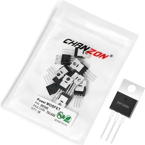 10Pcs IRF540 TO-220 Power SIC Mosfet Transistor Bipolar Junction BJT Powerful Triode Tube Fets DIP 33A 100V Integrated Circuits