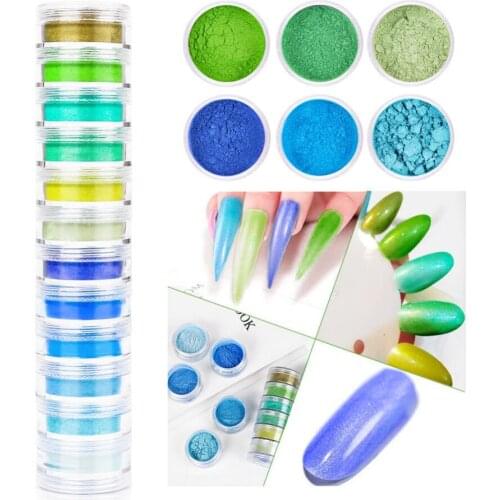 12 Pcs Dipping Nail Powder Set Dip Powder Nail Starter Nail Art Glitter Kit Decoration DIY Nail Art Manicure