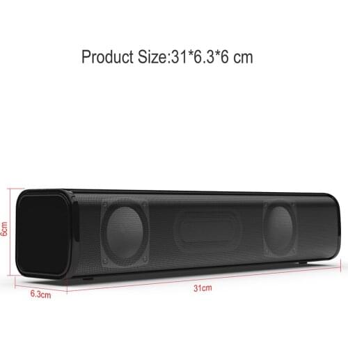 2*3W Double Horn USB Powered Soundbar Audio Player 3.5mm Wired PC Speakers Subwoofer for Home Office TV PC Projecter