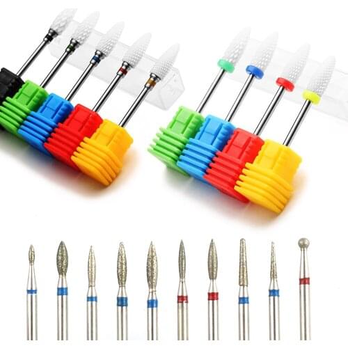 2pcs Nail Drill Bit Diamond Milling Cutters for Manicure Ceramic Rotary Files Bits Electric Pedicure Burr Cuticle Remove Tools