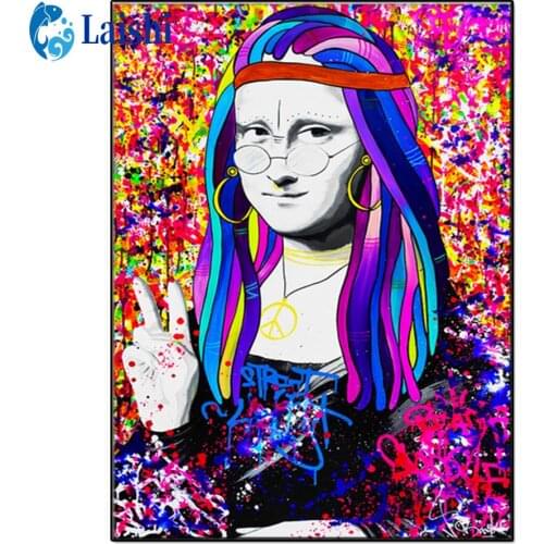 5D DIY Abstract creative art, Mona Lisa Diamond Painting Cross Stitch Kit Full round Drill Embroidery Mosaic Gift Home Decor
