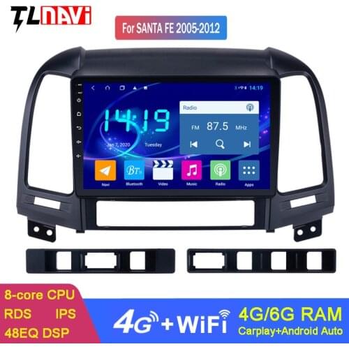 9 INCH Android 10 IPS Screen Car Multimedia GPS Radio Stereo For Hyundai Santa Fe 2005-2012 Video Navigation